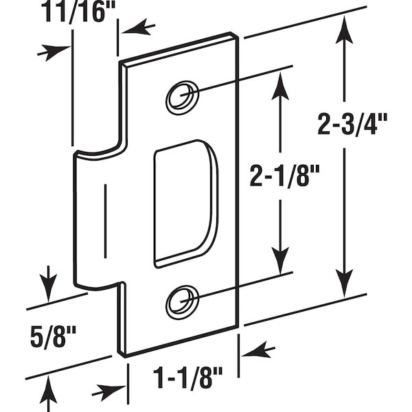 Tee Strike For Schlage Locks With Screws, Satin Nickel Finish